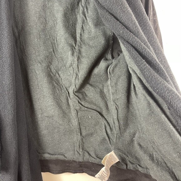 FREE PEOPLE Black Scarf Drape Moto Jacket Coated Faux Leather Twill Denim‎ Sz 10 - Picture 7 of 16